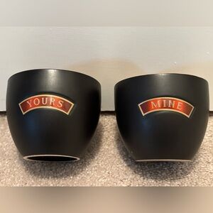 Baileys Irish Cream Black 'Yours' and 'Mine' Ceramic Mugs Set Matte Black